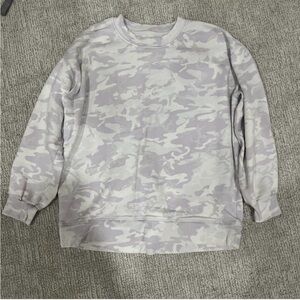 Women’s Crew Neck Lilac Camouflage Sweater - Gray/White/Lilac
